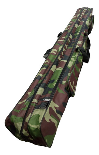 Funda Para Caña Pesca 1.6 Mts 3 Compartimentos Camuflada 