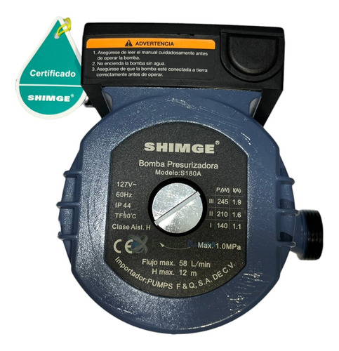 Bomba Presurizadora 3 Potencias. Mca Shimge Pumps.