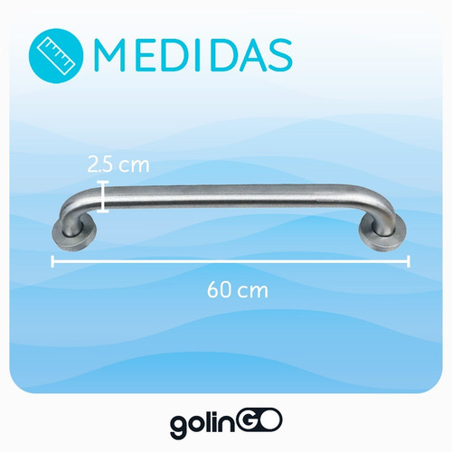 Barra Seguridad Soporte Pasamanos Apoyo Inoxidable 60 Cm Color Cromado 60