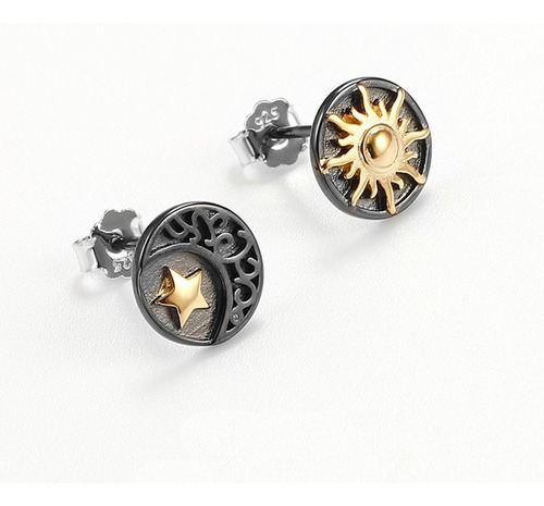 Aros Plata Fina 925 Sol Luna Estrellas Antialergicos Unisex