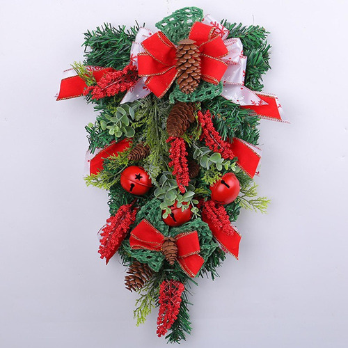 Coronas De Campanas Con Lazo Navideño Corona De Puerta Navid