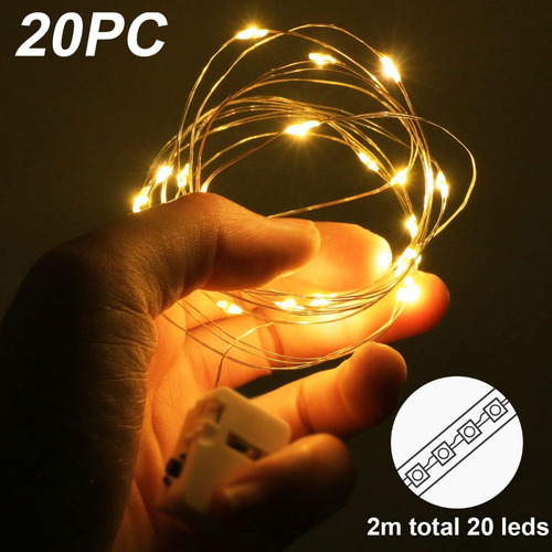 M Guirnalda Cadena 20 Luces Led Cálidas A Pilas 2 M 20 Pcs