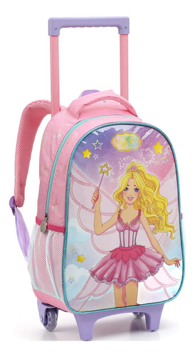 Mochila De Rodinha Menina Magic Fairy Fada Rosa Mr41456