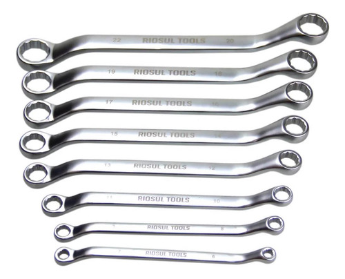Jogo De Chave Estrela 6mm A 22mm Com 8 Peças Riosul Tools Cor Prateado