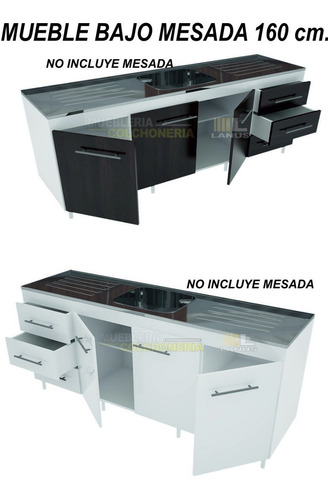 Imagen 4 de 5 de Bajo Mesada 1.60 M Wengue C/blanco O Blanco. Amplio Stock.!