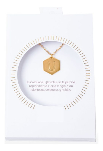 Collar Cadena Inicial Letra U Color Dorado Baño Oro 18 K R