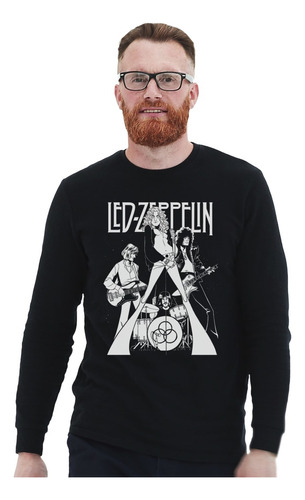 Polera Ml Led Zeppelin Cartoon Rock Impresión Directa