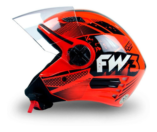 Casco Fw3 para Moto X Open Speed, talla 60, naranja X, diseño Open Speed con visera de cristal transparente