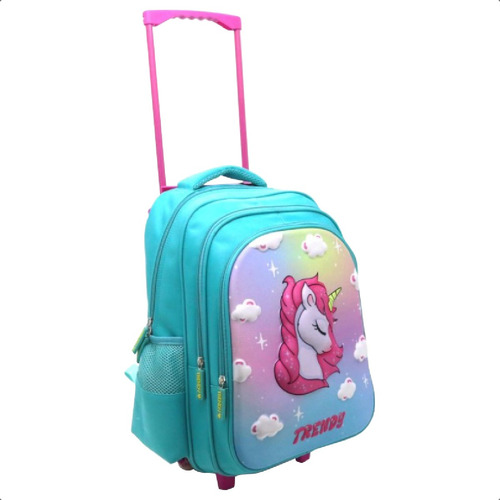 Mochila Carrito Unicornio 3d Nena Primaria Carpetas A4 16 