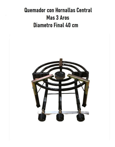 Imagen 4 de 5 de Mechero Quemador Paellero Disco Arado Y Hornalla 40 Cm Regul