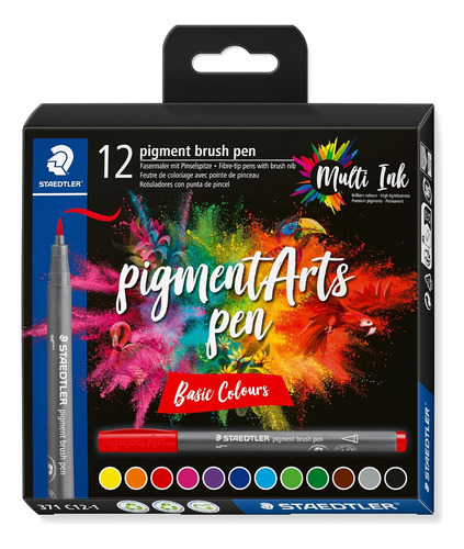 12 Plumones Pincel Staedler Pigment Brush Acrílico Básicos