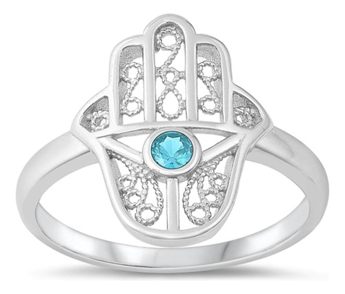 Anillo De Proteccin Hamsa De Plata Esterlina