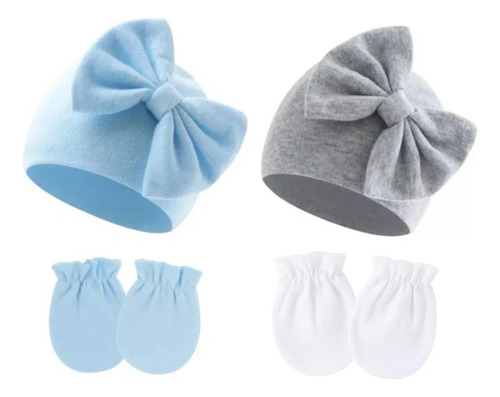 Juegos De Gorritos Turbantes + Manoplas Para Bebé Niña