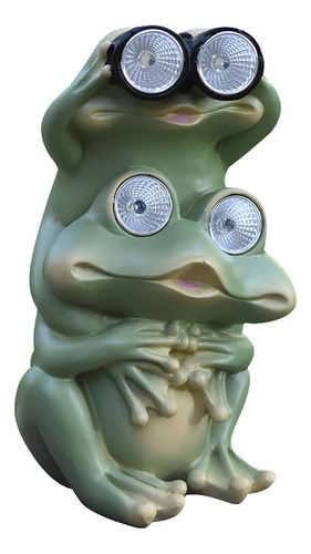 Figurita De Animales De Resina, Luces Led, Rana 9x9x17cm