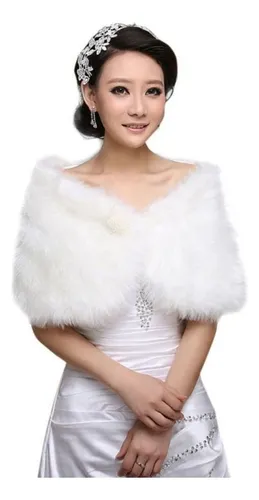 . Estola De Novia De Piel Sintética Blanca For Mujer