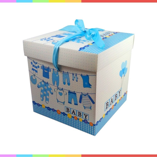 Caja De Regalos Diseño Baby Shower Grande 15x15 Cms