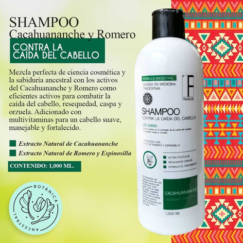 3 Pack Shampoo Anticaída De Cacahuananche Y Romero