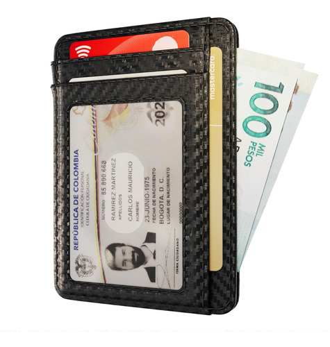 Billetera Tarjetero Portadocumentos Wallet Card Holder Bloqueo Rfid Cuero Pu Hombre Mujer