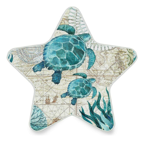 Vintage Ocean Sea Turtle Starfish Map Plug In Led Lámp...