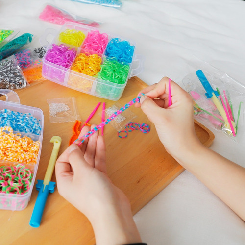Maleta De Elásticos Coloridos Criativo Rainbow Loom Bands Cor Colorido Desenho Do Tecido Colorido