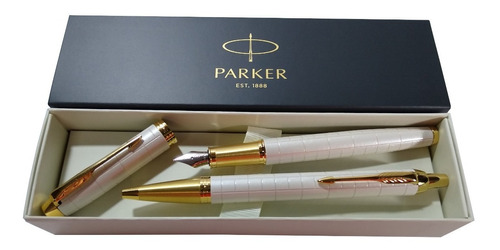 Juego Pluma F Y Bolígrafo Parker Im Premium Pearl White Gt