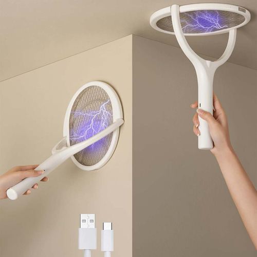 Cabeza Giratoria Raqueta Matamoscas Electrica Recargable