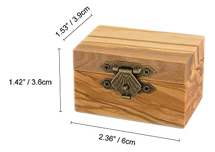Caja Anillos Compromiso Madera Olivo Rústico