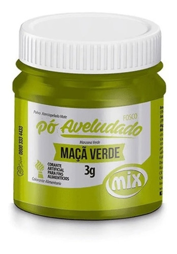 Polvo Decoración Aterciopelado Verde Manzana 3g Marca Mix 