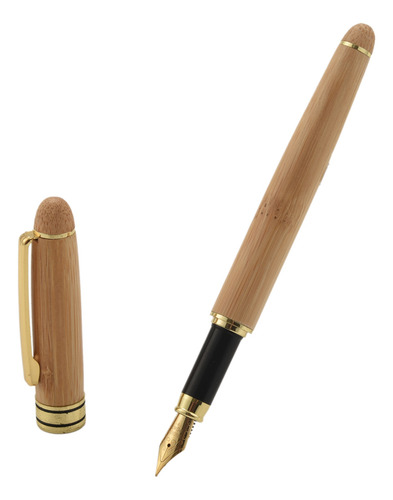 Pluma Estilográfica De Bambú Elegante Y Vintage Con Caja Par