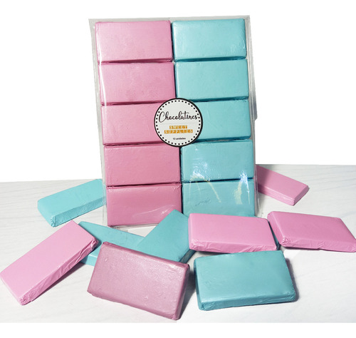 10 Chocolatines Lingote Rosa Celeste Souvenir Candy Bar