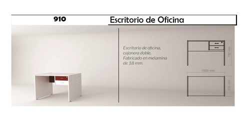 Imagen 1 de 6 de Escritorio Oficina C- 2 Cajones- Melamina. 18mm 1mts Cod 910