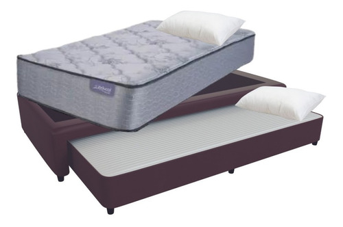 Sommier 1 1/2 Marinero Cama 90 Ecocuero Choco Inducol Onix