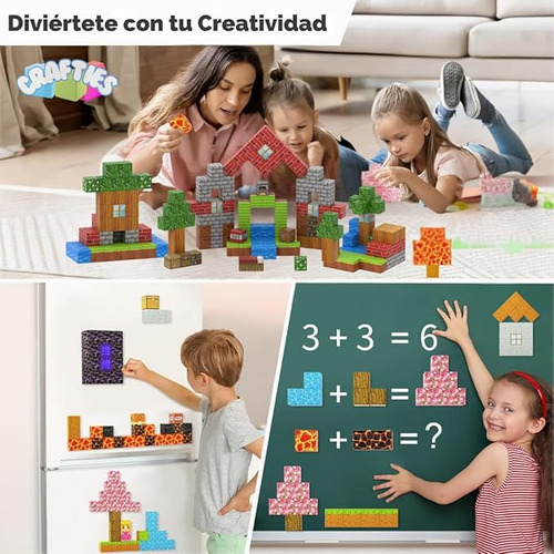 Madeshow Bloques De Construcción Magnéticos De Minecraft, 128 Piezas Ciudad Espada