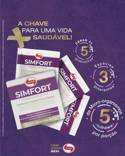 Simfort Probiótico Vitafor 60 Sachês