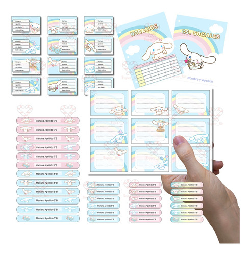 Kit Imprimible Etiquetas Escolares Cinnamoroll Editable