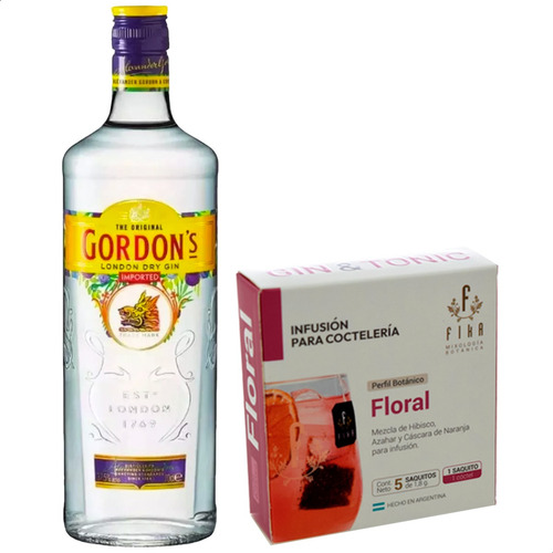 Combo Gin Gordons London Dry + Infusiones Coctelería Floral