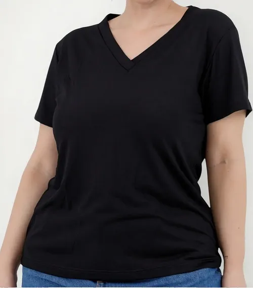 Camiseta Gola V Feminina Plus Size Princesa 3013.6.c1