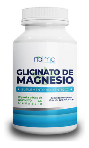 Glicinato De Magnesio 500mg - 200 Cápsulas Por Frasco