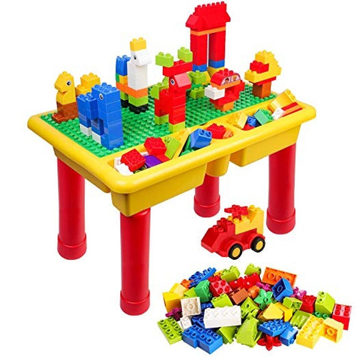 Burgkidz Almacenamiento Niños Tabla De Bloque Con 68 Pcs Gra