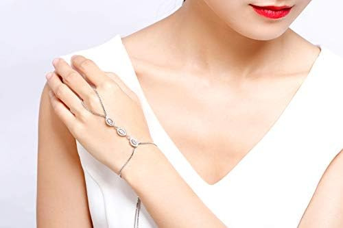 Pulsera De Cadena Cz De Mano Chapada En Oro Blanco De 18 Qui
