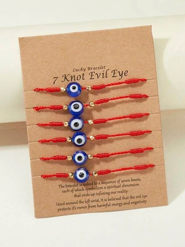 Pack De 6 Pulseras De Hilo Rojo Y Ojo Turco Para Protección