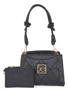 Bolsa Crossbody Cloe Para Mujer Diseño Rombos Con Monedero Color Negro