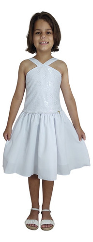 Vestido Infantil Branco Roupa Menina Ano Novo