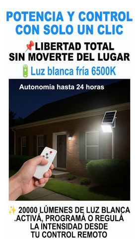 Reflector Luz Solar Exterior Panel Control Remoto Jardín