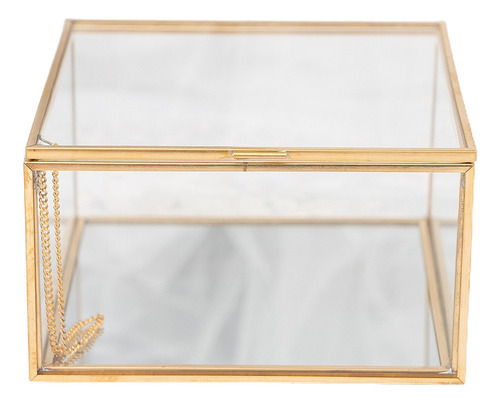 Caja Decorativa De Vidrio Transparente Y Latón Vintage