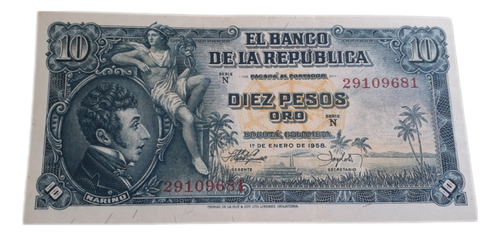 Colombia 10 Pesos Oro 1958 Unc