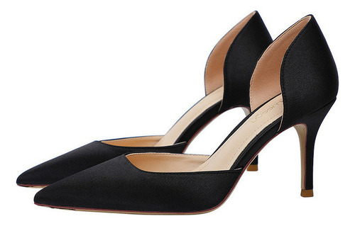 Zapatos Tacón Sin Cordones Seda Para Mujer Zapatos Con Punta