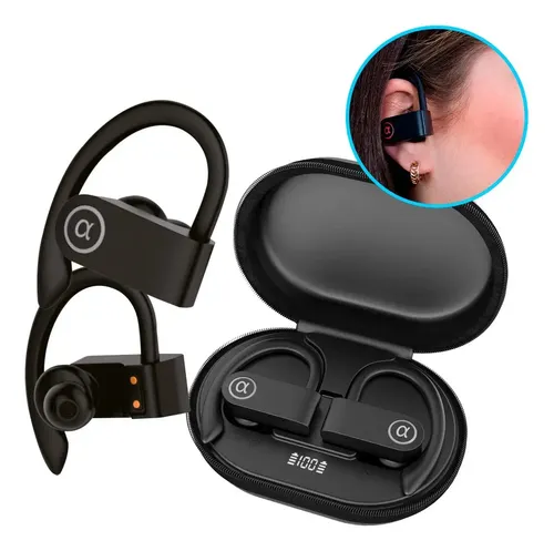 Fone De Ouvido Bluetooth Esportivo Compatível Com iPhone E Android Com Gancho E Sem Fio Ideal Para Academia E Corrida Ou Caminhada