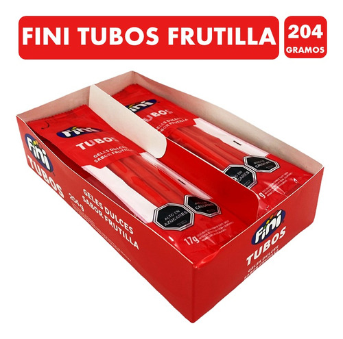 Gomitas Fini Tubos Sabor Frutilla 204g (display 12 Unidades)