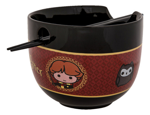 Bowl Ramen Harry Potter + Palillos Con Sujetador + Cuchara